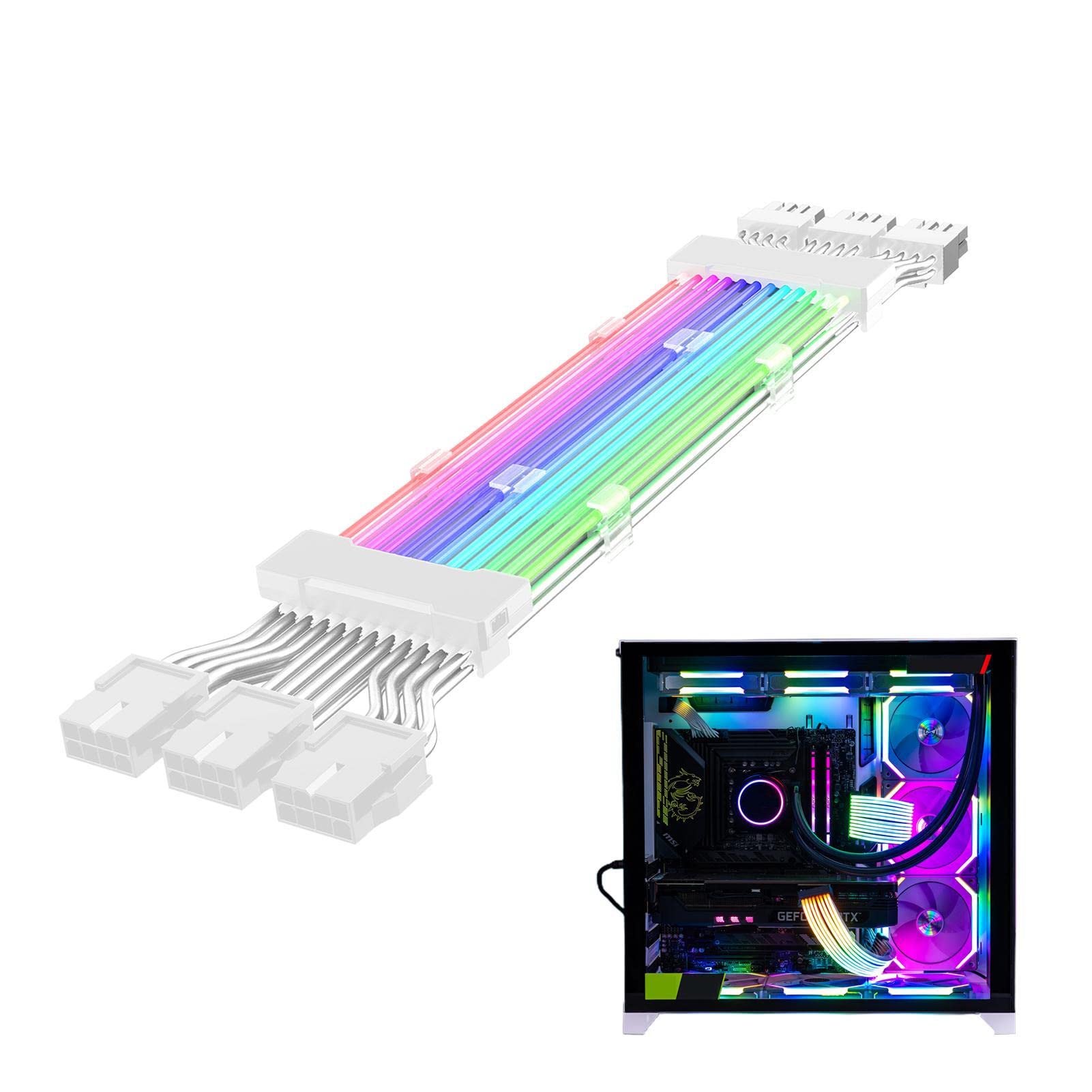 ホワイトLEDケーブル 24ピンとハイエンドモデル用12ピン Amazon.co.jp: RGB ケーブル延長 電源スリーブケーブル RGB 電源